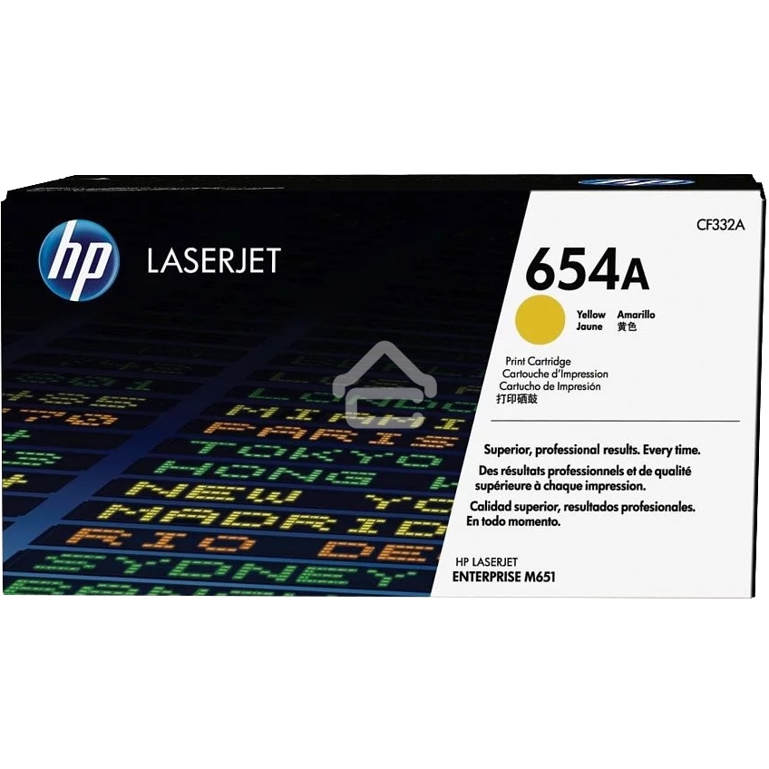 Тонер Картридж HP 654A CF332A желтый для HP CLJ Ent M651n/M651dn/M651xh/M680dn/M680f (15000 стр.)