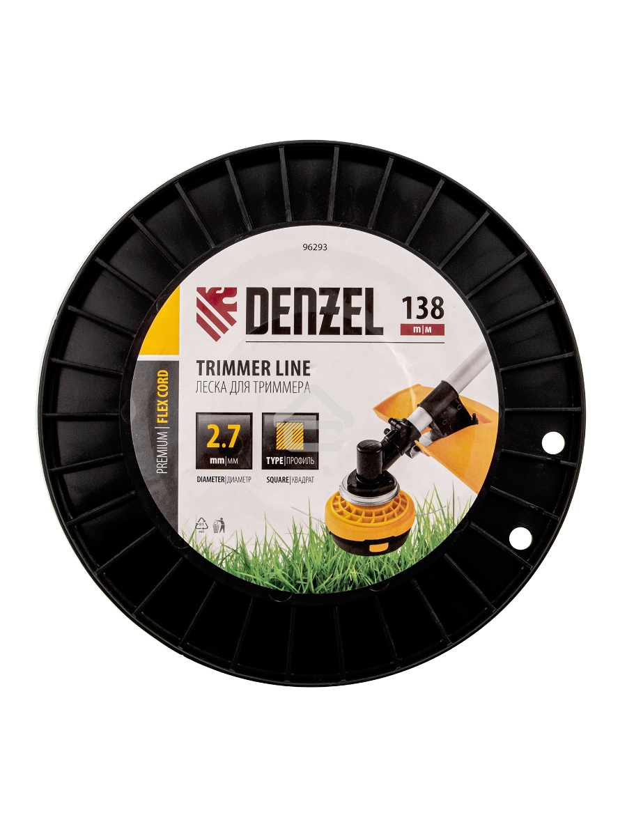 Леска для триммера квадрат, 2,7м х 138м, на DIN катушке FLEX CORD Denzel