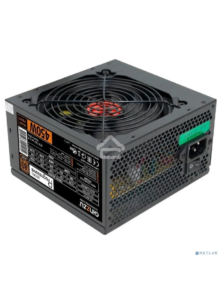 Блок питания Ginzzu PB450, 450Вт, 80 PLUS Bronze, 120мм, черный