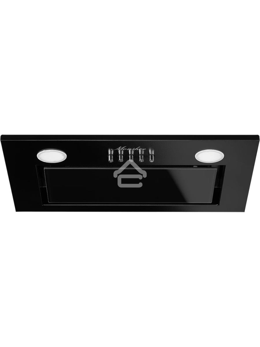 Встраиваемая вытяжка MONSHER INNA 40 Noir, 40 см, производительность 750 м3/ч, 3 скорости, турбо режим, механическое управление, уровень шума 45 дБ, LED освещение, угольный фильтр KF-Y (опция), цвет черный/нержавеющая сталь