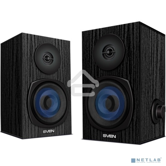 Колонки 2.0 SVEN SPS-576 чёрные (2x4W, Bluetooth, дерево)