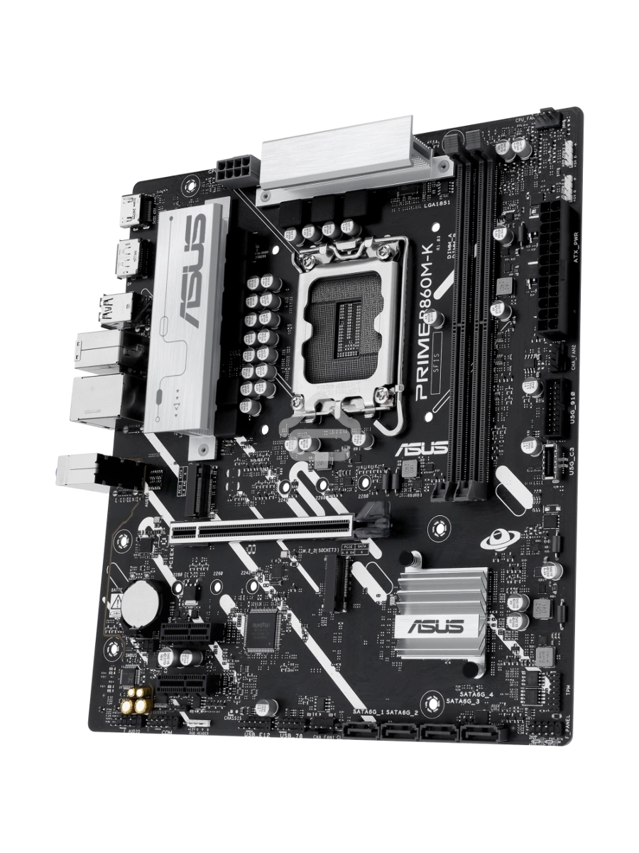 Материнская плата ASUS PRIME B860M-K, LGA 1851, Intel B860, 2xDDR5, 4xSATA, 2xM.2, 1xPCIe 4.0 x16, 2xPCIe 4.0 x1, 1xHDMI, 1xDP, 1x 2.5Gb LAN, 1xUSB-A 10Gbps, 3xUSB-A 5Gbps, 3xUSB-A 2.0, 3x3.5 мм, 7.1, mATX