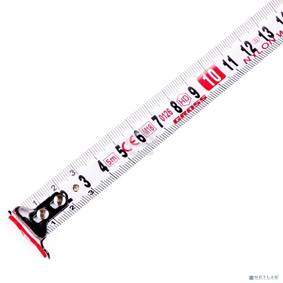 Рулетка Gross Magnetisch, 5 м х 19мм, обрезин. корпус, автоматич. фиксация, нейлон. покр., магн. зацеп