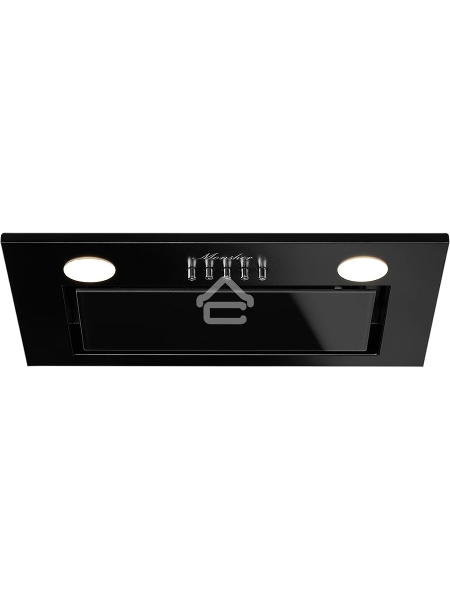 Встраиваемая вытяжка MONSHER INNA 40 Noir, 40 см, производительность 750 м3/ч, 3 скорости, турбо режим, механическое управление, уровень шума 45 дБ, LED освещение, угольный фильтр KF-Y (опция), цвет черный/нержавеющая сталь