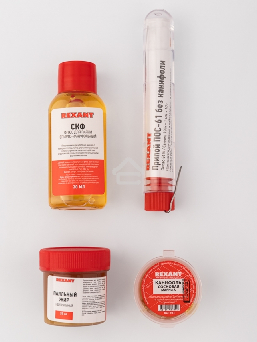 Набор К4 для пайки Rexant универсальный (припой, канифоль, паяльный жир, флюс СКФ)