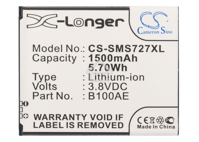 Аккумулятор CameronSinoCS-SMS727XL B100AE для Samsung GT-S7270/GT-S7272/S7275 Galaxy Ace 3/S78983.8V / 1500mAh