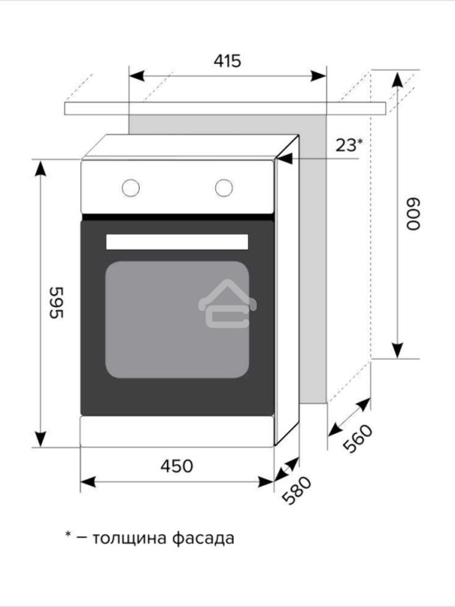 Духовой шкаф LEX EDP 4571 BLобъем 55л, LED таймер, 7 функций, встраиваемый