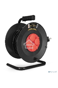 Удлинитель на катушке ExeGate EX286338RUS industrial ECS-2-1R (4 евророзетки с заземлением и с защитными крышками, IP44, 25м, защита от детей, защита от перегрузки, 3х1,0мм2, 10А/2.2кВт)