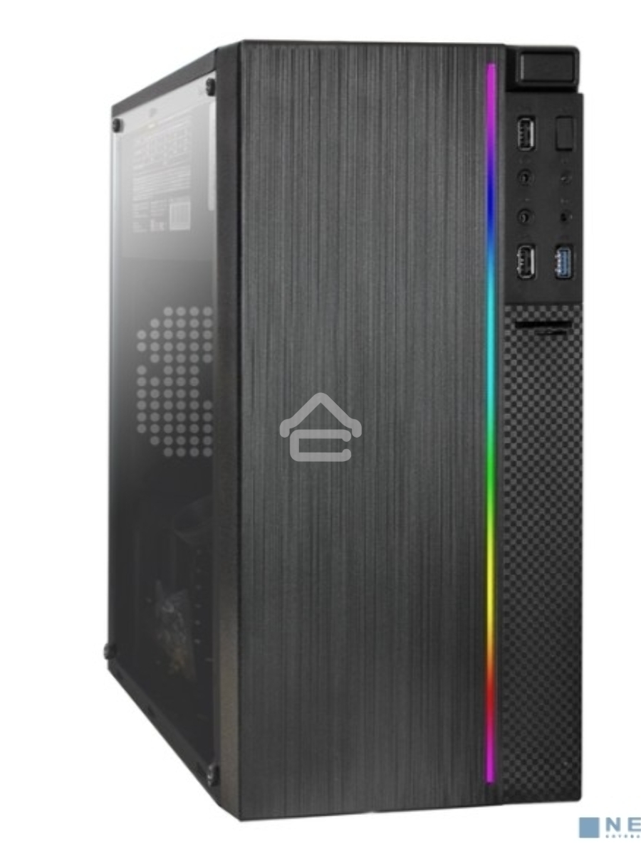 Компьютерный корпус Minitower ExeGate mEVO-9301-EVO800 (mATX, БП EVO800RGB с вент. 12см, с окном, 2*USB+1*USB3.0, HD аудио, черный, с RGB подсветкой)