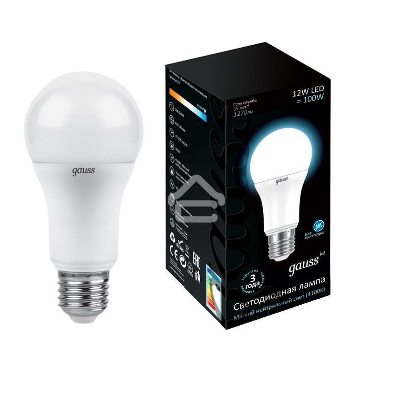 Лампа светодиодная GAUSS LD102502212LED A60 globe 12W E27 4100K