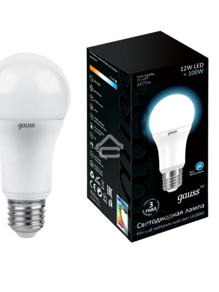 Лампа светодиодная GAUSS LD102502212LED A60 globe 12W E27 4100K