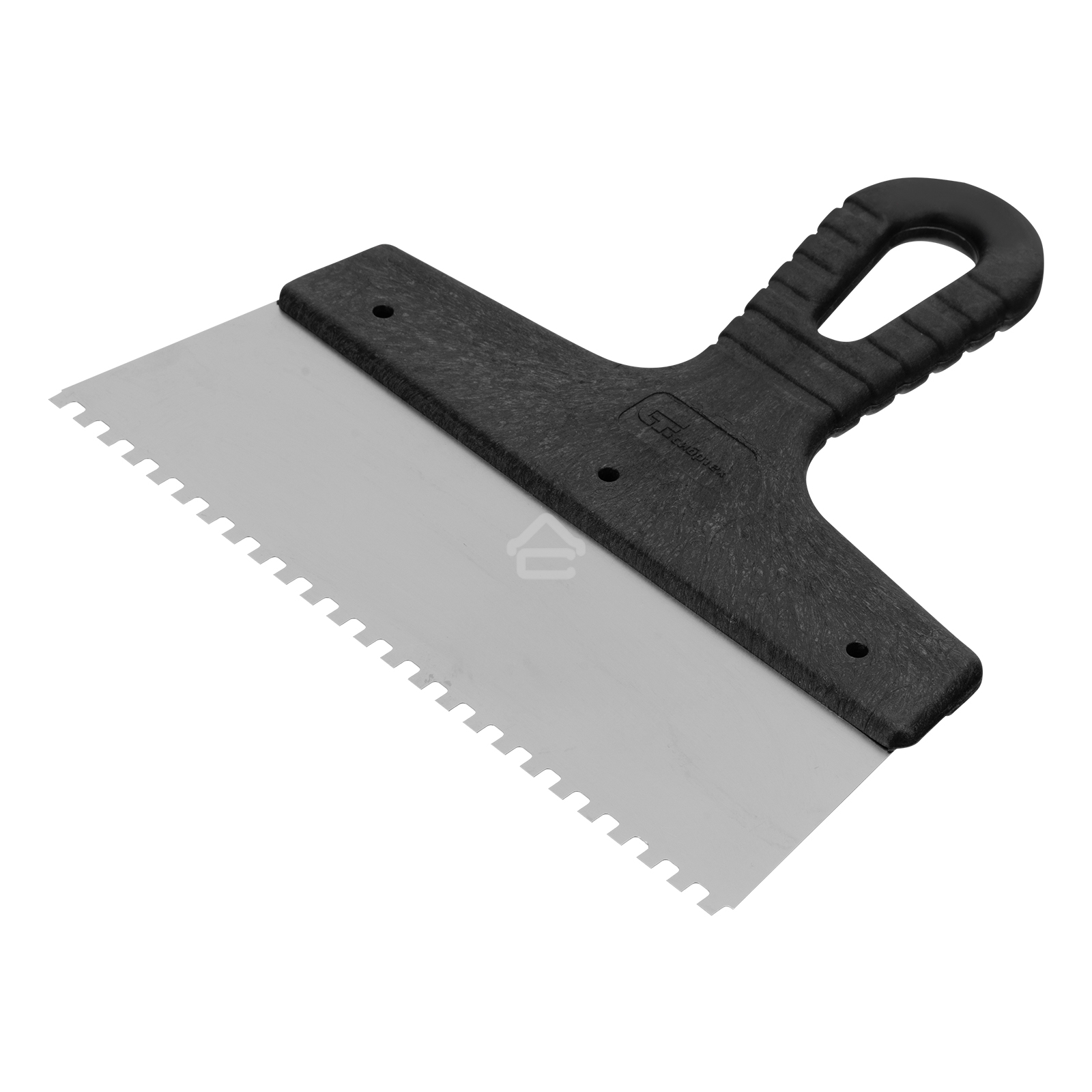 Шпатель из нержавеющей стали Сибртех 200 мм, зуб 4х4 мм, пластмассовая рукоятка