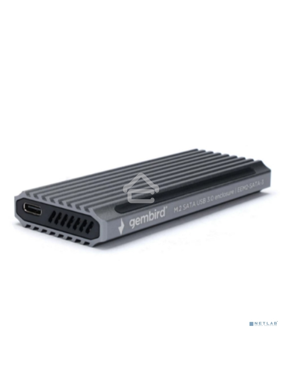 Внешний корпус Gembird EEM2-SATA-3 USB 3.1 для M2 SATA порт Type-С, RGB подсветка, металл, серебристый