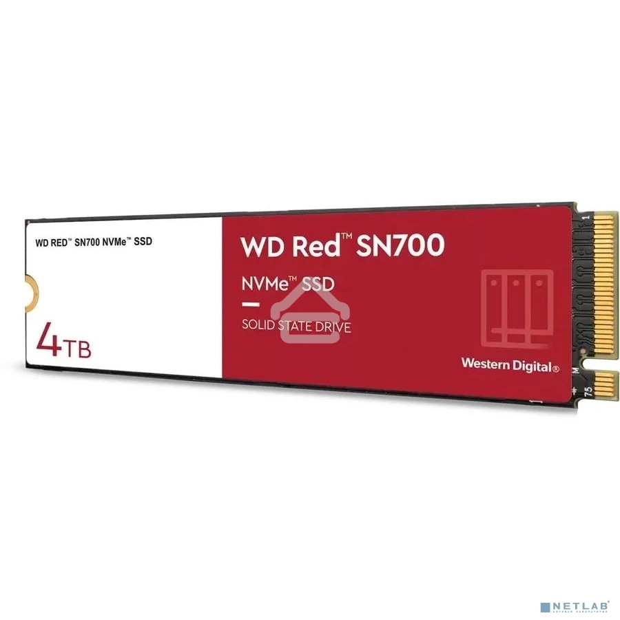 Накопитель SSD WD Red SN700 WDS400T1R0C, 4Tb, PCIe 3.0 x4, M.2 2280, NVMe, R/W 3400/3100