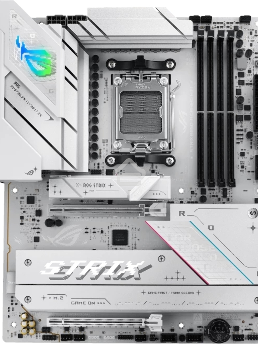 Материнская плата ASUS ROG STRIX B850-A GAMING WIFI, AM5, AMD B850, 4xDDR5, 2xSATA, 4xM.2, 1xPCIe 5.0 x16, 1xPCIe 4.0 x16, 1xPCIe x4, 1xDP, 1xHDMI, 1x2.5Gb LAN, 1xUSB-C 20Gbps, 1xUSB-C 10Gbps, 2xUSB-A 10Gbps, 4xUSB 5Gbps, 2xUSB-A 2.0, 3x3.5 мм, 7.1, ATX