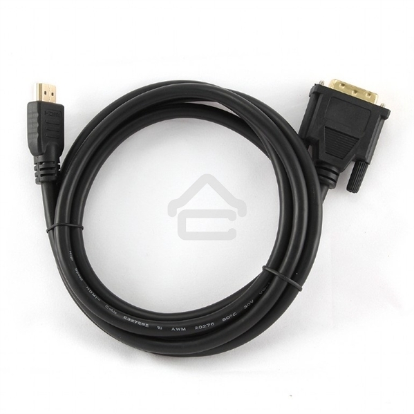 Кабель HDMI-DVI Cablexpert CC-HDMI-DVI-6, 19M/19M, single link, медь, позол.разъемы, экран, 1.8м, черный, пакет