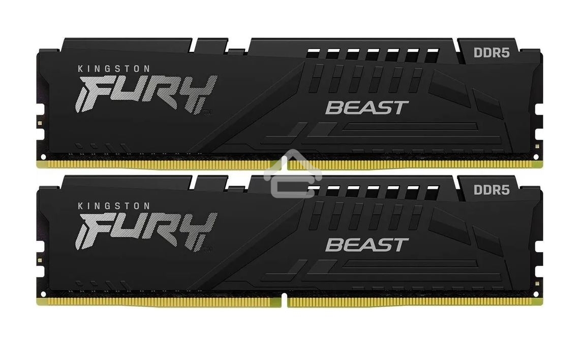 Оперативная память Kingston Fury Beast, DDR5, 32GB (2x16GB), 5200MHz, CL40, DIMM, радиатор, черный