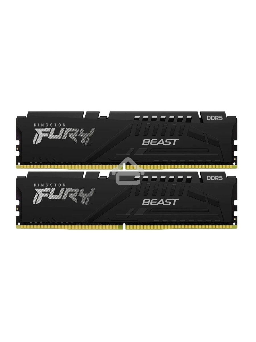 Оперативная память Kingston Fury Beast, DDR5, 32GB (2x16GB), 5200MHz, CL40, DIMM, радиатор, чёрный