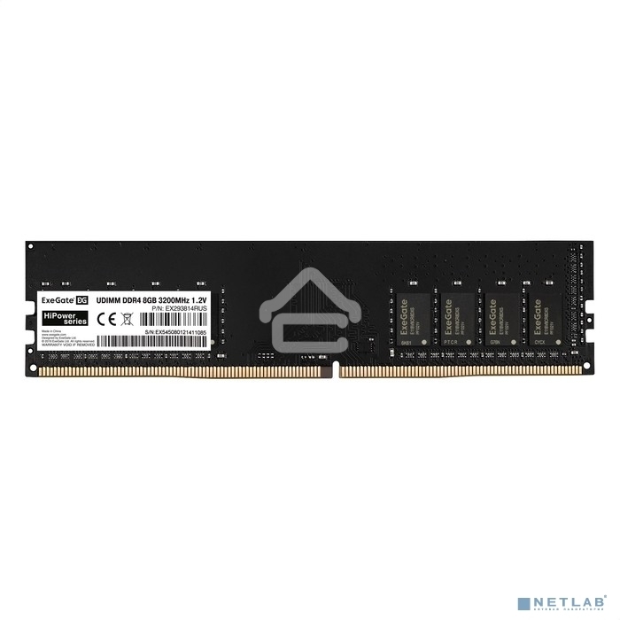 Оперативная память Exegate, DDR4, 8GB (1x8 GB), 3200 MHz, CL19, DIMM, OEM
