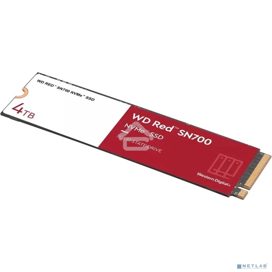 Накопитель SSD WD Red SN700 WDS400T1R0C, 4Tb, PCIe 3.0 x4, M.2 2280, NVMe, R/W 3400/3100