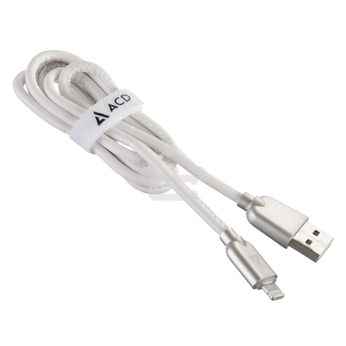 Кабель USB ACD-Allure Lightning - USB-A Кожа, 1м, белый