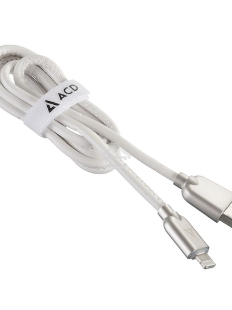 Кабель USB ACD-Allure Lightning ~ USB-A Кожа, 1м, белый (ACD-U926-P5W)