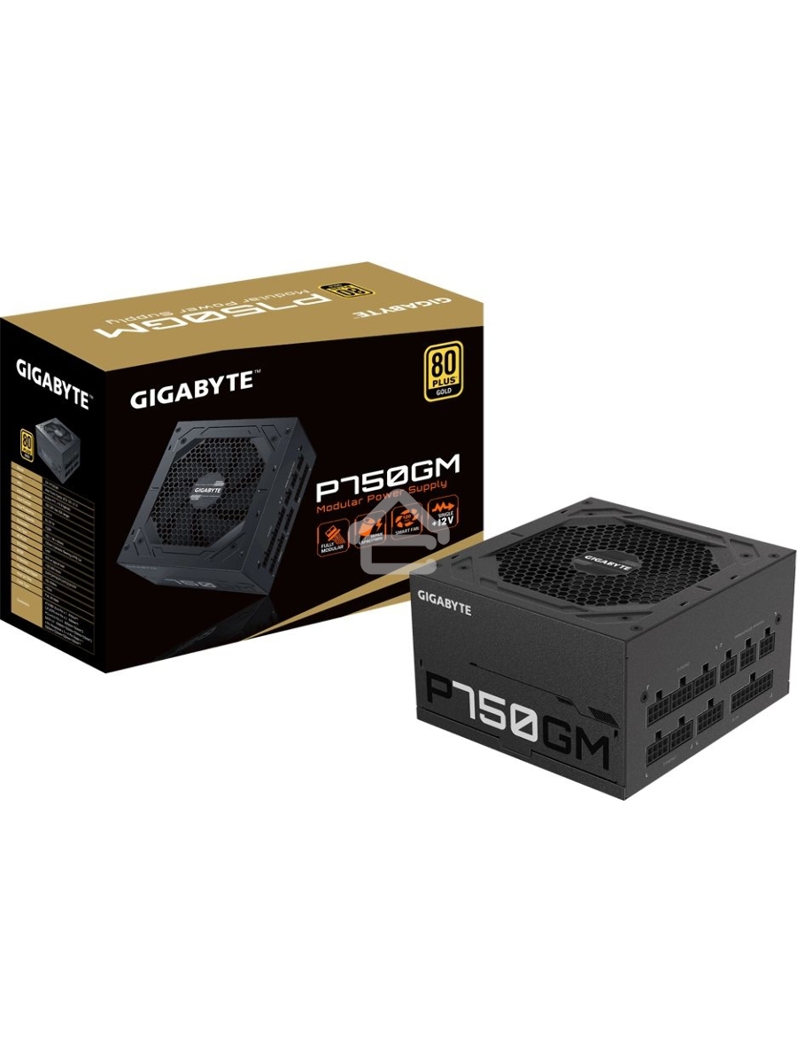 Блок питания Gigabyte P750GM (GP-P750GM) , 750Вт, 80 PLUS Gold, 120мм, модульный, черный