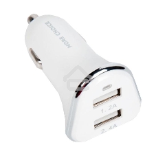 Автомобильная зарядка (от прикуривателя) 2USB 2.4A для Apple 8-pin More choice AC22i, белый