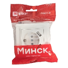Розетка 1-местная СП с/з 16А белая с защ. штор. с 2 USB 2,1А EKF Минск