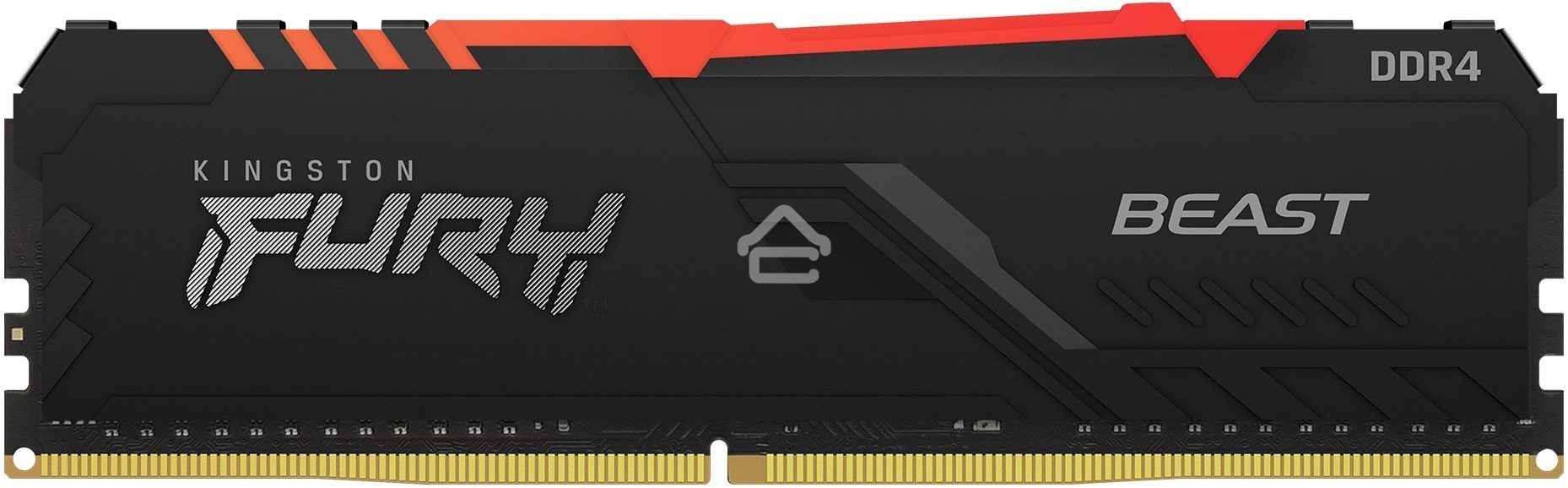 Оперативная память Kingston Fury Beast, DDR4, 16GB (1x16GB), 3200MHz, CL16, DIMM, с радиатором, RGB, черный