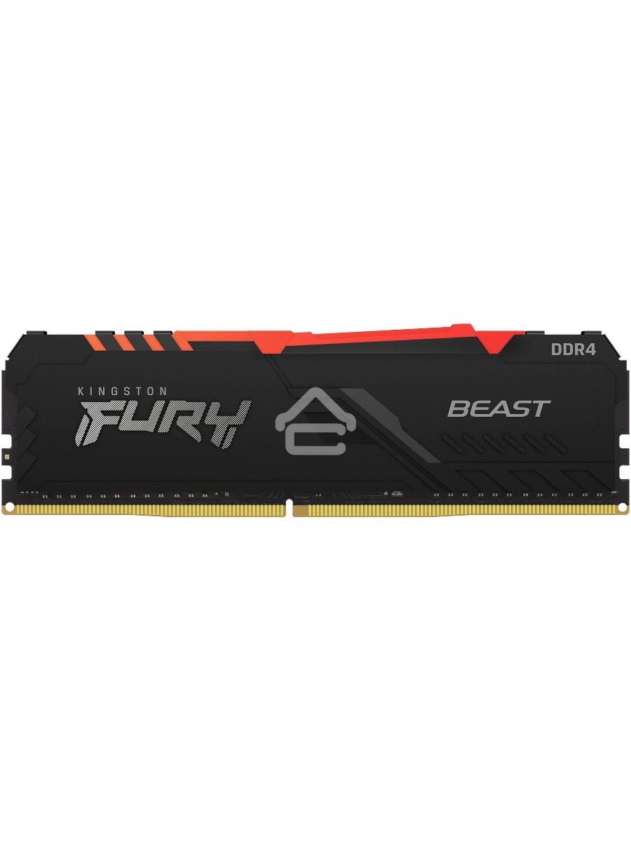 Оперативная память Kingston Fury Beast, DDR4, 16GB (1x16GB), 3200MHz, CL16, DIMM, с радиатором, RGB, чёрный