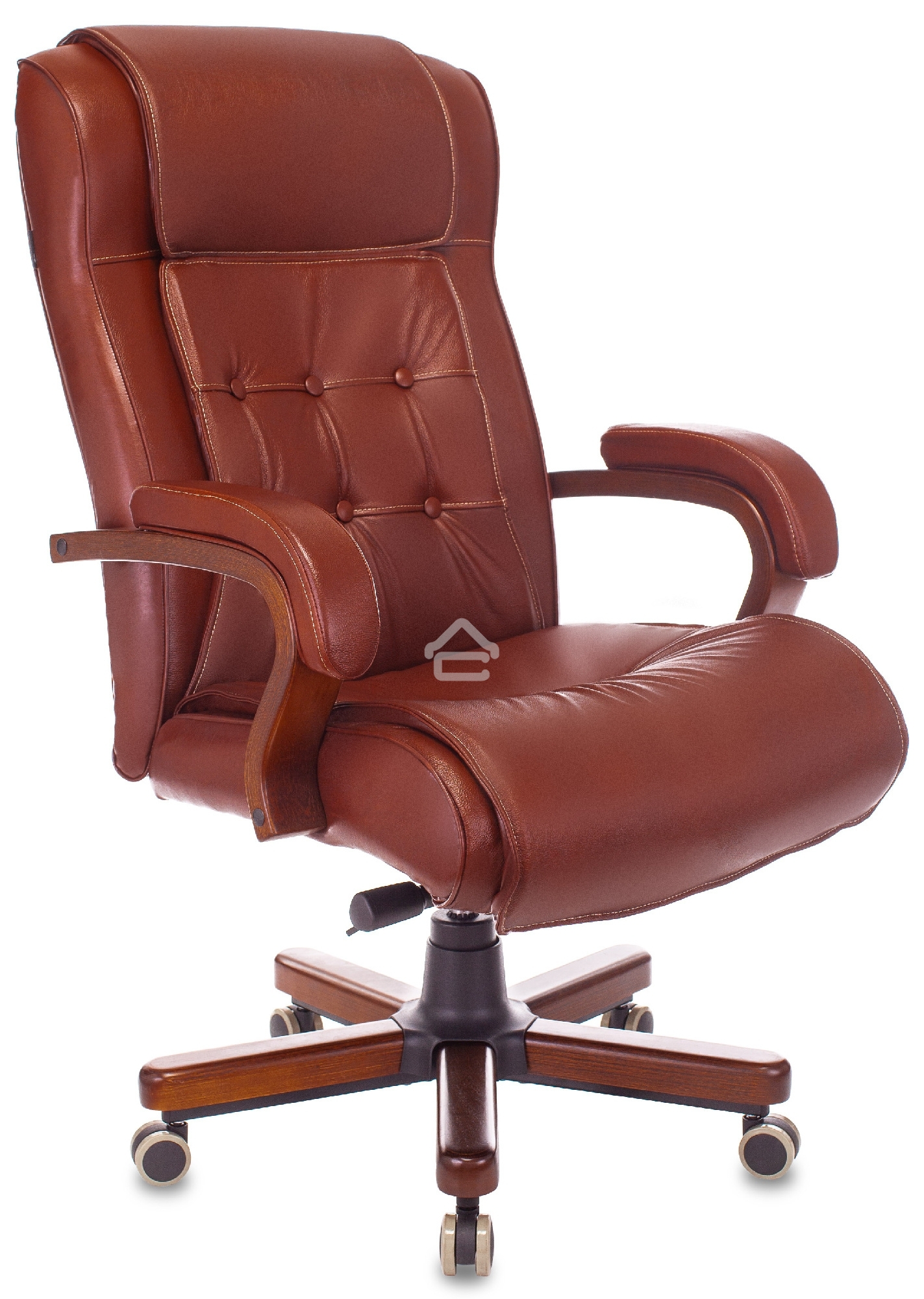 Кресло руководителя Бюрократ T-9926WALNUT светло-коричневый Leather Eichel, кожа, крестовина металл/дерево