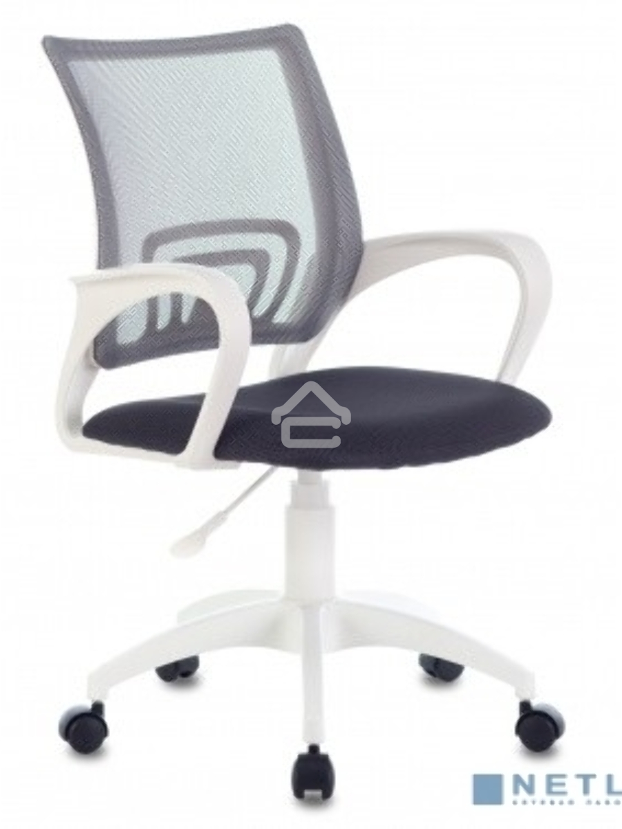 Кресло компьютерное Бюрократ CH-W695NLT TW-04 TW-12 темно-серый, сетка/ткань, крестовина пластик, пластик белый