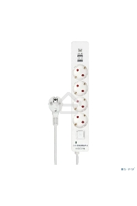 Сетевой фильтр Гарнизон EPS-OP-4-CU2-W-2 2.0 Мультипорт 4р, 10А, 1xType-C PD, 2 х USB QC, 4м, ур.защиты 4+, белый, пак(21449)