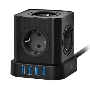 Сетевой фильтр Cablexpert Tower, TWR-5-U4-B-2, 5р, 10А, 4хUSB, 3.1А, 2м, ур.защиты 4+, черный, коробка