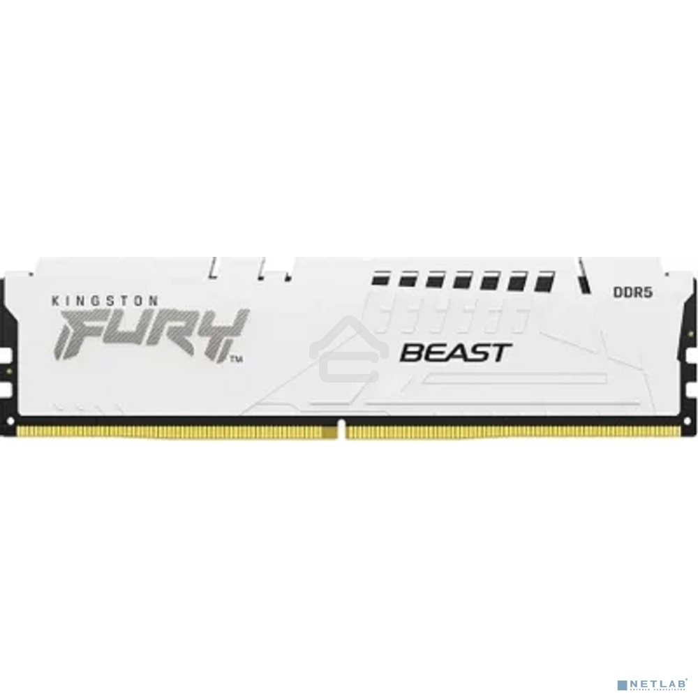 Оперативная память Kingston Fury Beast, DDR5, 16Gb (1x16GB), 5600MHz, CL36, DIMM, с радиаторами, белый
