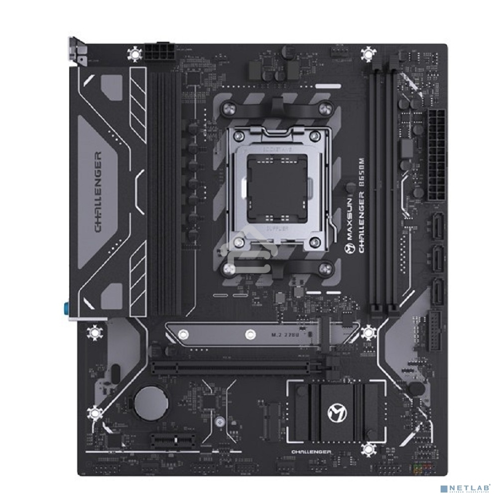 Материнская плата Maxsun Challenger B650M, AM5, AMD B650, 2xDDR5, 3xSATA III, 1xM.2, 1xPCI-E 4.0 x16, 1xDisplayPort, 1xHDMI, 1xRJ-45 1Gb LAN, 2xUSB 2.0, 4xUSB 3.2 Gen 1, 3x3.5 мм, 5.1-канальная, Micro-ATX