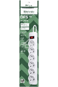 Сетевой фильтр Defender DFS 151 1,8 м, белый, 6 розеток