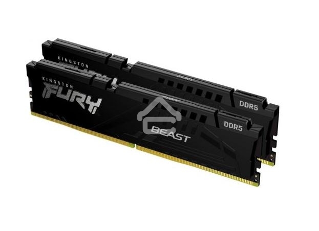 Оперативная память Kingston Fury Beast, DDR5, 32GB (2x16GB), 5200MHz, CL40, DIMM, радиатор, черный