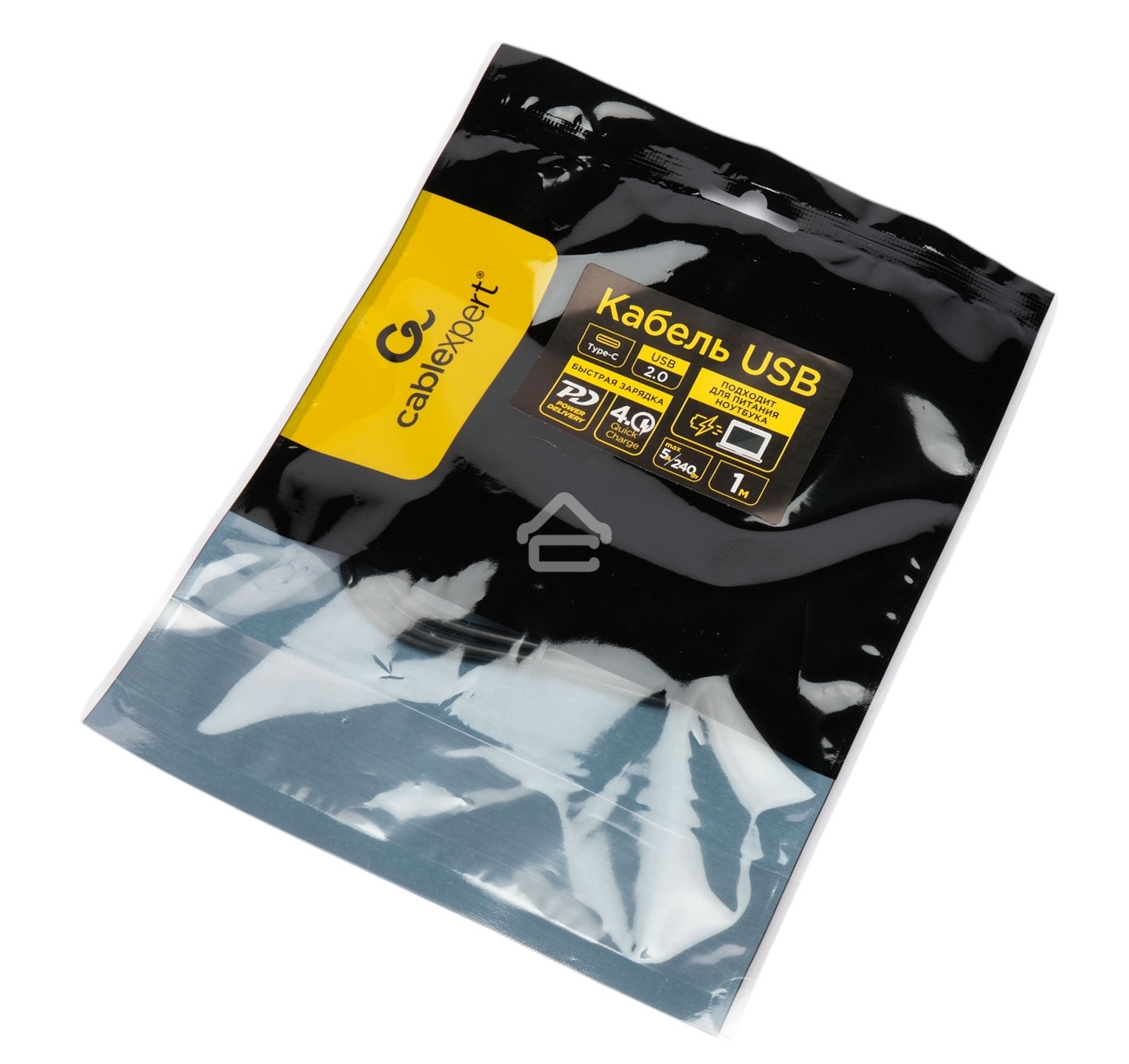 Кабель USB2.0 Cablexpert СС-USB2.0-240W-1M Type-C/Type-C, 5А, 240Вт, PD3.1/QC4.0, медь, 1м, черный, пакет