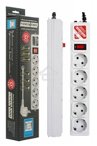 Сетевой фильтр Powercube SPG-B-15 5м (5 розеток) серый (коробка)