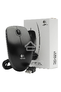 Мышь проводная Logitech B100 черный, 1000 dpi, USB, кнопки - 3