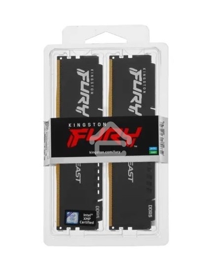 Оперативная память Kingston Fury Beast, DDR5, 32GB (2x16GB), 5200MHz, CL40, DIMM, радиатор, черный