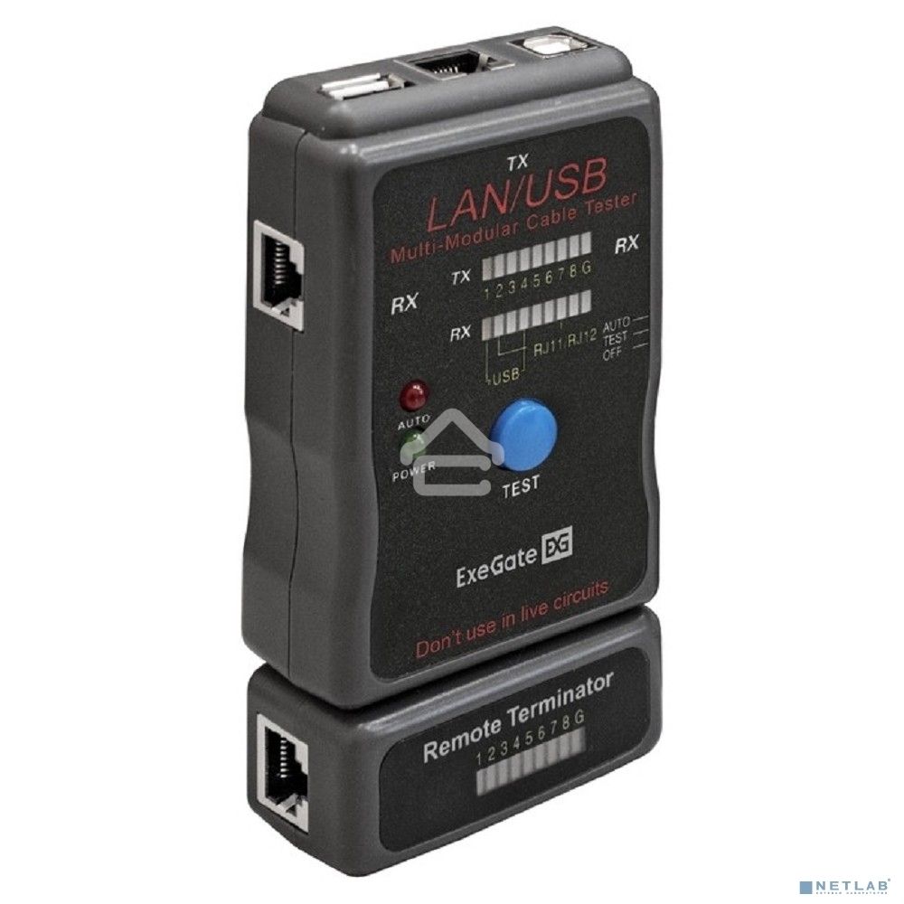 Тестер сетевой ExeGate EX293160RUS EX-T5448 для RJ-45/RJ-11/RJ-12/USB