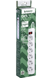 Сетевой фильтр Defender DFS 151 1,8 м, белый, 6 розеток