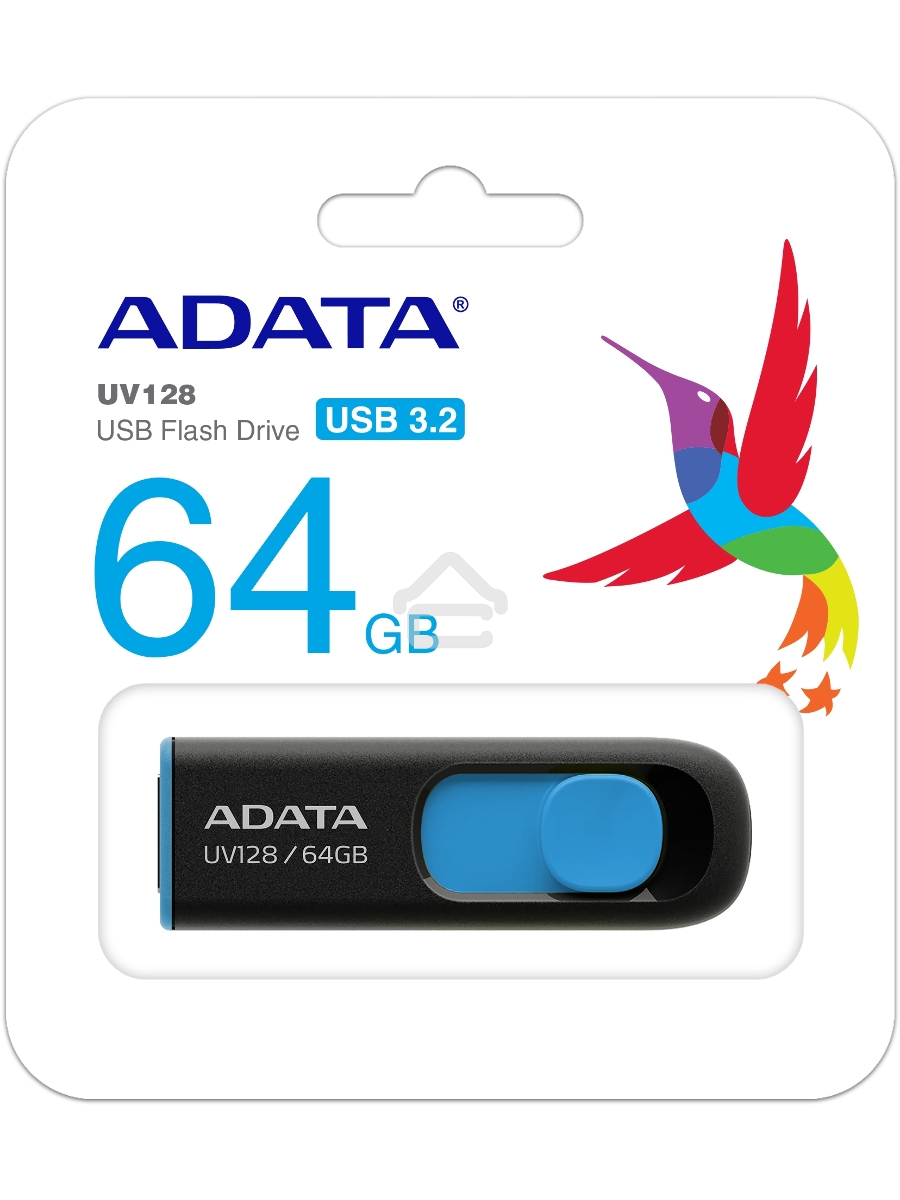 Флеш диск ADATA Flash Drive 64Gb UV128 AUV128-64G-RBE {USB3.0, BLACK/BLUE}