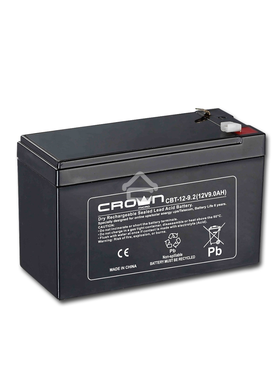 Батарея CROWN CBT-12-9.2 (12V 9.2Ah) F2 срок службы 5 лет