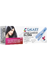 Щипцы для волос Galaxy GL 4506, голубой, 48 Вт, максимальная температура 180°С, нагревательный элемент с защитой от перегрева, , индикатор сети, сменные пластины (гладкие и 