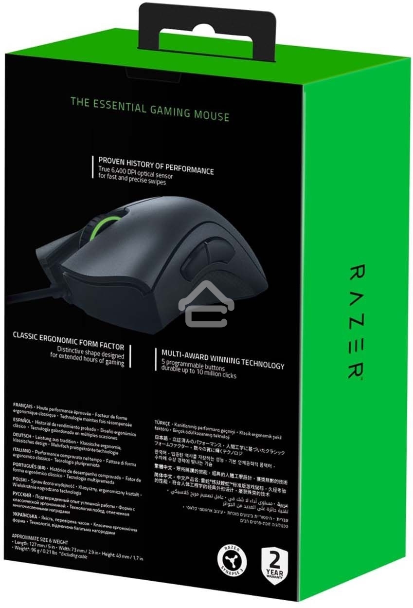 Мышь проводная Razer DeathAdder Essential черный, 6400 dpi, USB, кнопки - 5