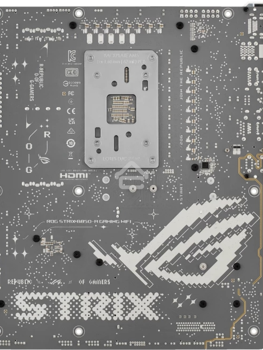 Материнская плата ASUS ROG STRIX B850-A GAMING WIFI, AM5, AMD B850, 4xDDR5, 2xSATA, 4xM.2, 1xPCIe 5.0 x16, 1xPCIe 4.0 x16, 1xPCIe x4, 1xDP, 1xHDMI, 1x2.5Gb LAN, 1xUSB-C 20Gbps, 1xUSB-C 10Gbps, 2xUSB-A 10Gbps, 4xUSB 5Gbps, 2xUSB-A 2.0, 3x3.5 мм, 7.1, ATX
